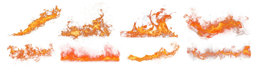 Wall Mural - Fire png element set on transparent background