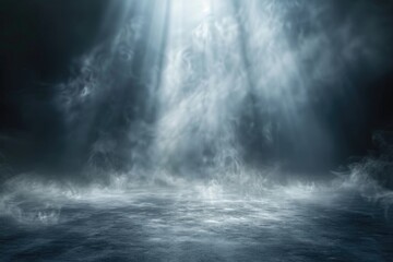 Poster - Dark room with waterfall, suitable for interior design projects