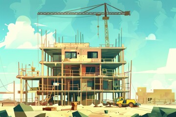 Poster - A construction site with a crane, suitable for industrial concepts