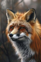 Aufkleber - A close up image of a red fox with a blurry background. Suitable for various nature-themed designs