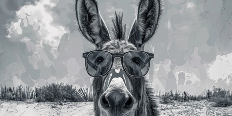 Aufkleber - A stylish donkey wearing sunglasses, perfect for adding a fun touch to your projects