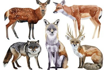 Poster - A group of wild animals standing together. Suitable for nature and wildlife themes