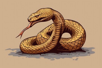 Poster - A snake with its mouth open on the ground. Suitable for educational materials