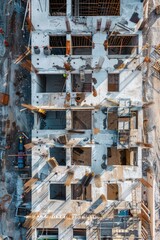 Aufkleber - Aerial view of a building under construction. Suitable for construction industry promotion