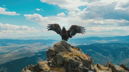 Aufkleber - Majestic bird perched on mountain peak, ideal for travel blogs