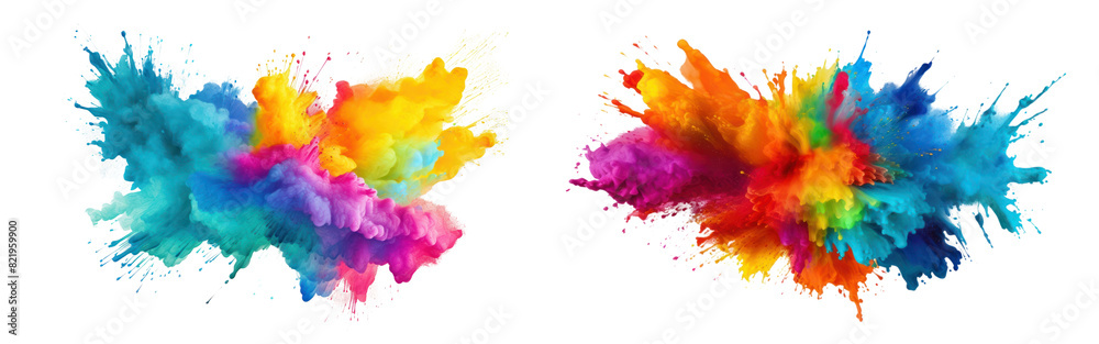 Color powder explosion png element set on transparent background Stock ...