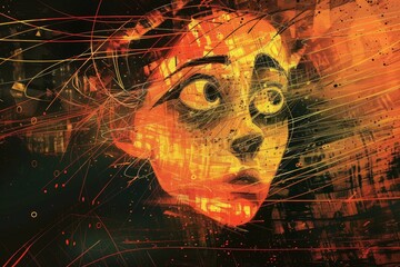 Poster - A digital painting of a woman's face. Suitable for digital art projects