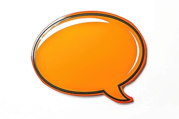 Poster - An orange speech bubble on a white background. Perfect for presentations or social media posts