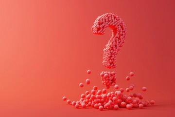 Poster - A question mark made out of pills on a pink background. Ideal for medical and healthcare concepts