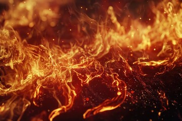 Poster - A close-up view of a fire burning on a black surface, suitable for various design projects