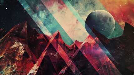 Poster - Simple multicolored geometric shapes in outer space