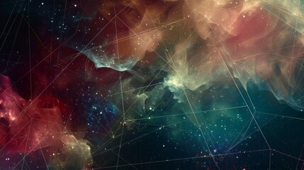 Poster - Simple multicolored geometric shapes in outer space