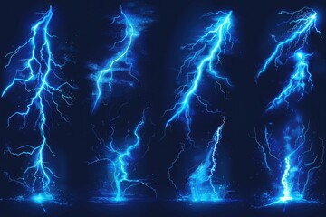 Poster - Image of lightning flashes on a dark background, perfect for dramatic or weather-related designs