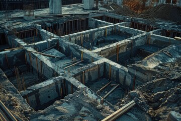 Aufkleber - A busy construction site with lots of concrete. Suitable for construction and industrial concepts