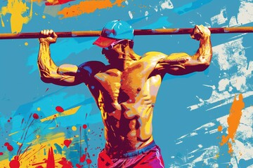Poster - A man holding a baseball bat, suitable for sports themes