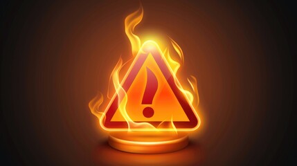 Aufkleber - A burning warning sign with a question mark, suitable for illustrating danger and uncertainty