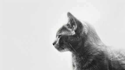 Aufkleber - A striking black and white image of a cat. Perfect for pet lovers and animal enthusiasts