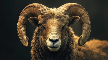 Aufkleber - Close up of a ram with large horns, suitable for various nature and animal themed projects