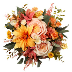 Wall Mural - Flower Bouquet Isolated on Transparent Background, PNG, Cut Out.