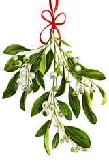 Poster - A red ribbon with mist hanging from it. Suitable for various design projects