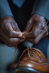 Aufkleber - Close up of a person tying a shoe lace. Suitable for sports or lifestyle concepts