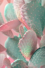 Poster - Close up of a cactus plant with pink and green leaves, perfect for botanical designs