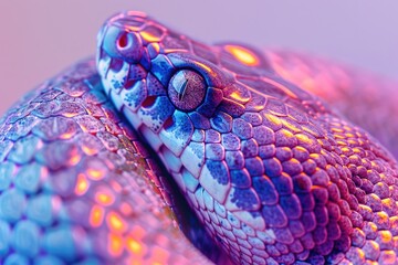Poster - Close up of a colorful snake's head, great for educational materials