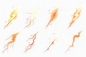 Poster - Lightning strikes on a white background, suitable for various design projects