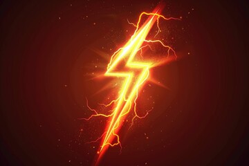 Poster - A striking image of a glowing lightning bolt against a dark background. Ideal for adding a dramatic touch to designs