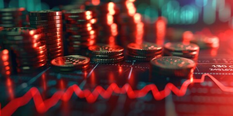 Aufkleber - A bunch of coins sitting on top of a table. Perfect for financial concepts