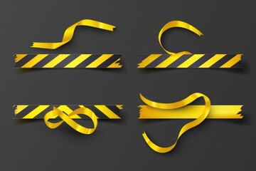 Poster - A set of yellow and black striped ribbons. Perfect for various decorative purposes