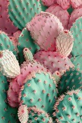 Poster - Close up of a cactus plant with pink and green leaves, suitable for botanical projects