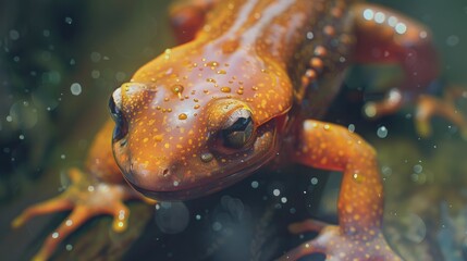 Poster - Detailed close up of a yellow and brown frog. Perfect for educational materials or nature-themed designs