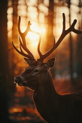 Aufkleber - A close up image of a deer in a forest. Suitable for nature and wildlife themes