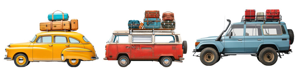 Poster - Road trip car png element set on transparent background