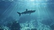 © Bundi - This 3D rendering shows a predatory great white shark swimming in the coral reef shallows below the water line, closing in on its prey.