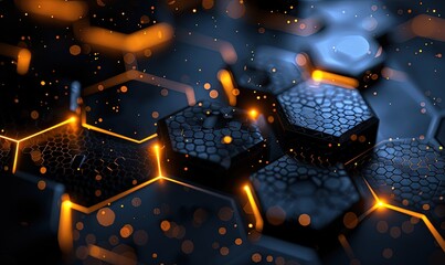 Abstract background hexagon pattern with glowing lights