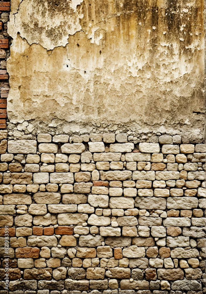 Rough brick wall texture. Ancient wall background. Old stone and brick ...