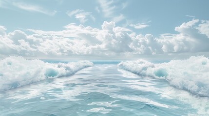 Canvas Print - A vast wave pool, like an infinity pool, stretches to a virtual horizon, blending waves into the sky.