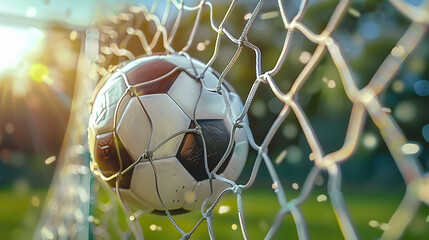 Wall Mural - soccer ball in goal net