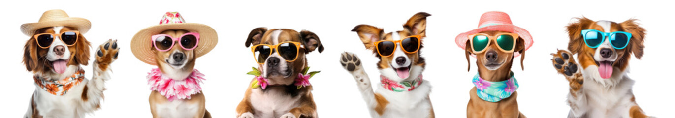 Wall Mural - Summer dogs png element set on transparent background