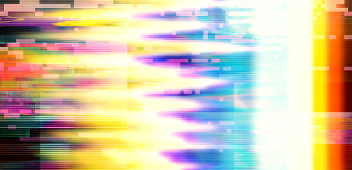 Leinwandbilder - An image of a glitchy VHS screen filled with holographic stripes.