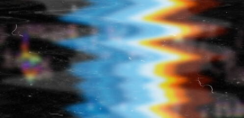 Leinwandbilder - An image of a glitchy VHS screen filled with holographic stripes.