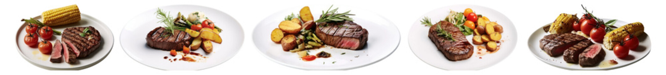 Poster - Steak with side png element set on transparent background