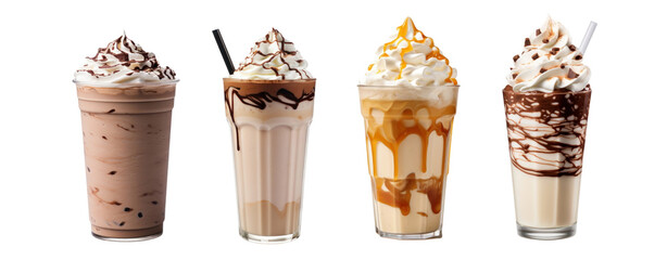 glass of sweet drink png element set on transparent background