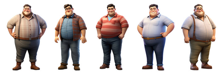 3d characters png element set on transparent background