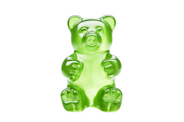 The Proud Green Gummy Bear on a Clear PNG or White Background.