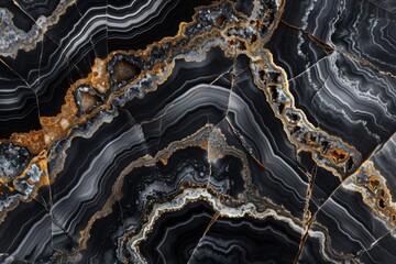 Poster - Detailed close up of black and gold marble. Ideal for interior design projects