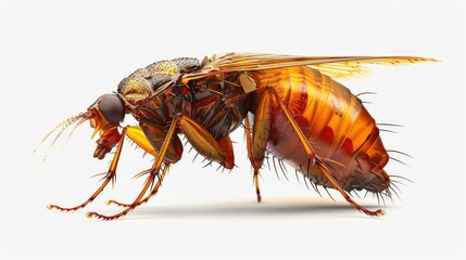 Poster - Detailed close up of a fly on a white surface, suitable for scientific and educational purposes