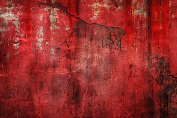 Poster - A weathered red wall with peeling paint. Suitable for backgrounds or textures